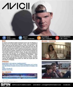 One sheet u Hoja de prensa para promocionar artistas