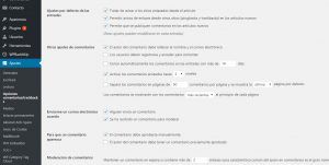 Hacer tu pagina web de artista- WordPress Ajustes de comentarios